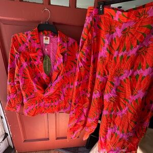Farm Rio Pink Copacabana Two Piece Blazer + Pants NWT XL